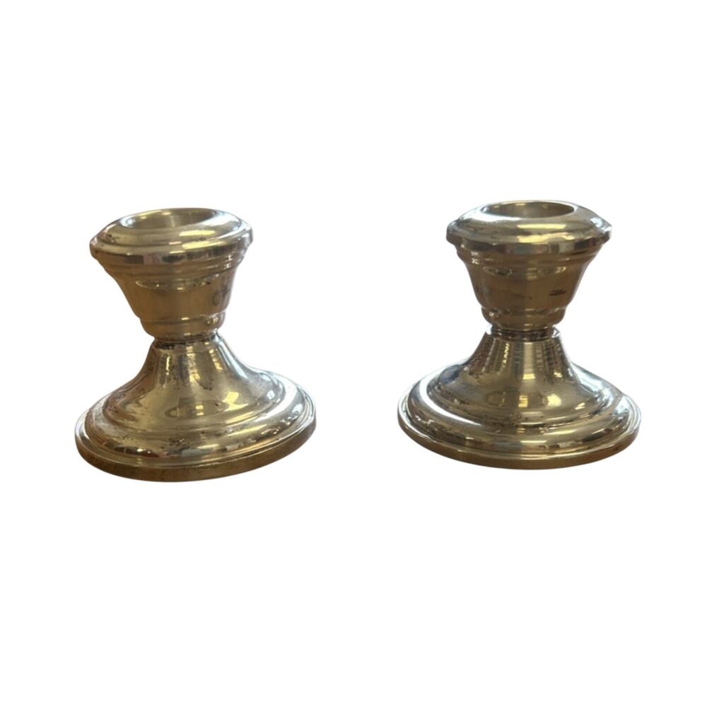 International Sterling Silver Weighted Candlesticks Pair Model E238 1.5” 80g